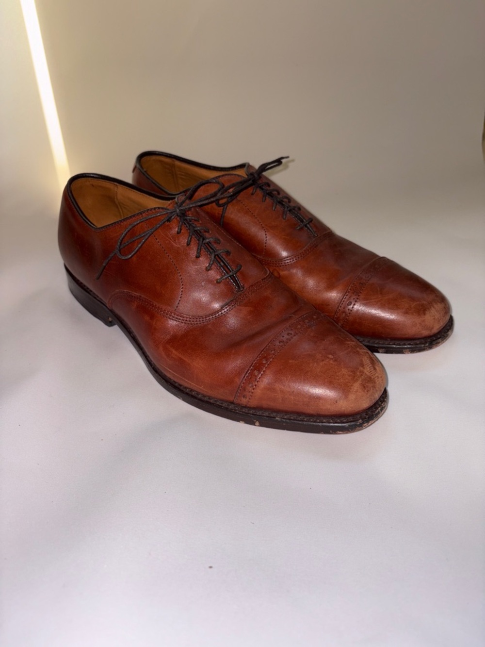 Allen Edmonds Men's Brown Leather Cap-Toe‎ Oxfords Size 10